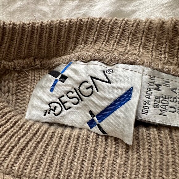 Vintage 80's Women's Cable Knit Beige Made In USA Sweater Size Medium - Picture 10 of 11